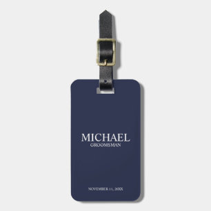 Navy Personalized Groomsman's Name and Monogram Luggage Tag