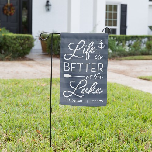 Navy  Personalized Life is Better at the Lake Garden Flag