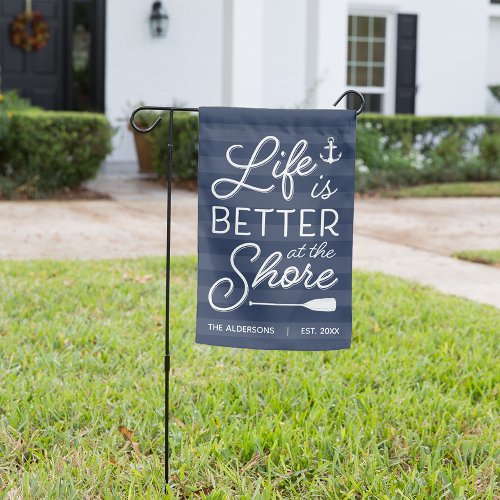 Navy  Personalized Life is Better at the Shore Garden Flag