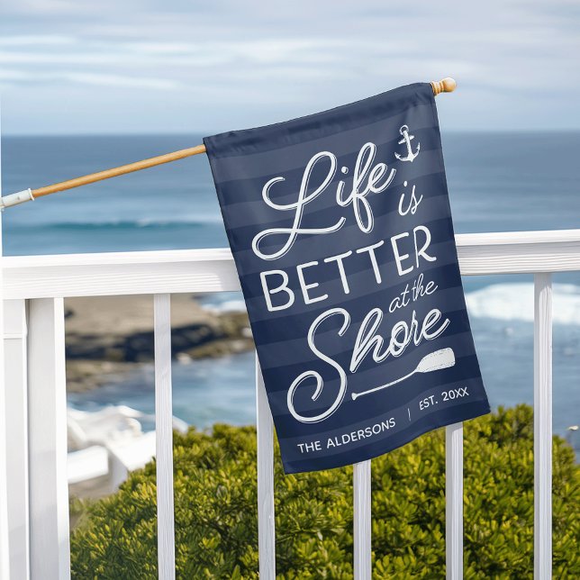 Navy | Personalized Life Is Better At the Shore House Flag (Creator Uploaded)