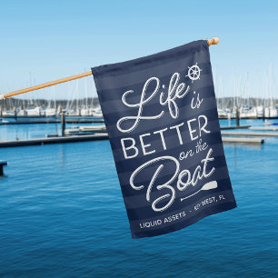 Navy   Personalized Life Is Better On The Boat House Flag