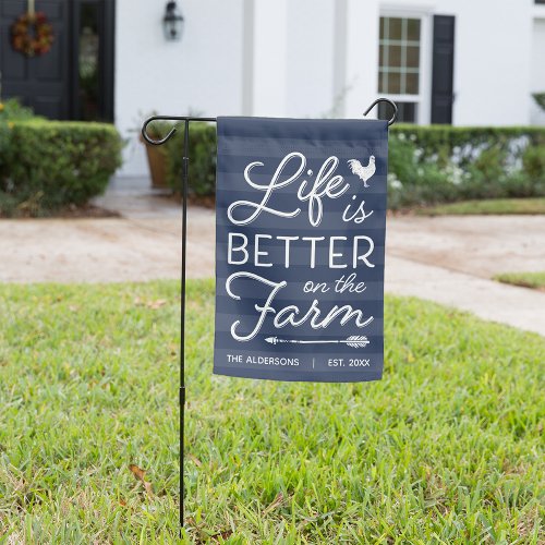 Navy  Personalized Life is Better on the Farm Garden Flag