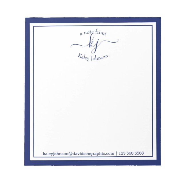 Navy Personalized Name | From The Desk Of Notepad (Front)