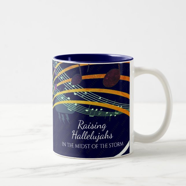 Navy Personalized RAISE HALLELUJAH Christian Two-Tone Coffee Mug (Right)