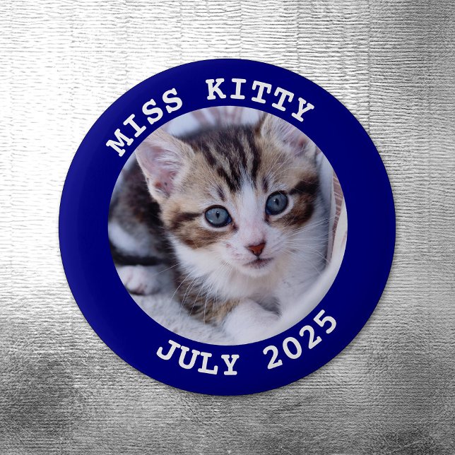 Navy Personalized Round Photo Border Magnet (Navy Personalized Round Photo Frame Magnet)