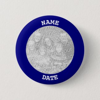 Navy Personalized Round Photo Frame Pinback Button