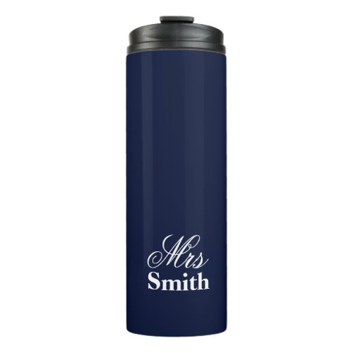 Navy Personalized Text Mrs Name Thermal Tumbler