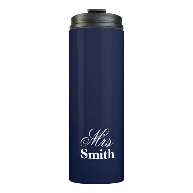 Navy Personalized Text Mrs Name Thermal Tumbler (Front)