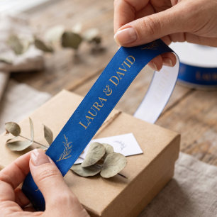 Navy Personalized Wedding Gift Ribbon