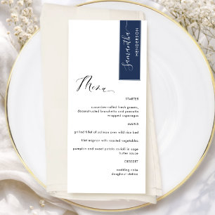Navy Personalized with Guest Name Elegant Menu