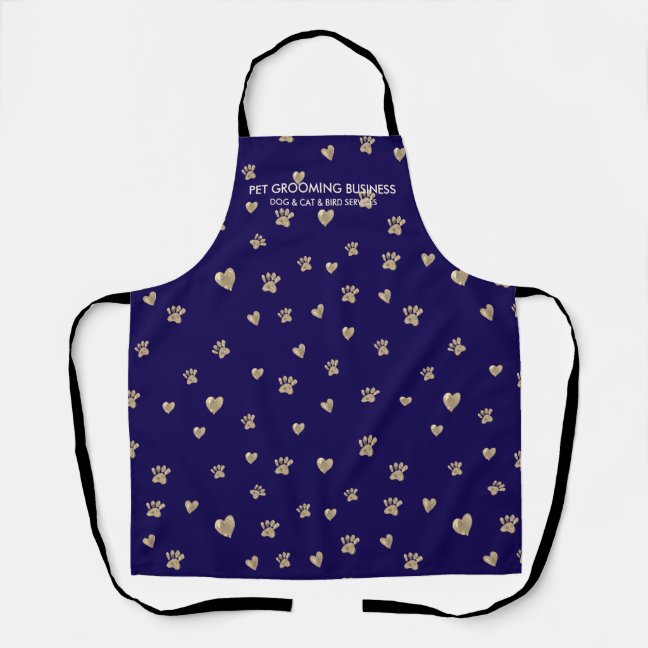Navy Pet Grooming Dog Cat Veterinary Paws Apron
