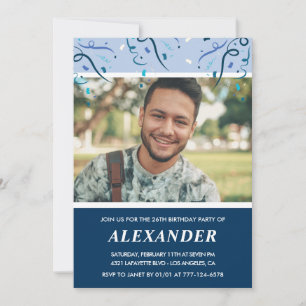 Navy Photo 26th birthday invitations Man