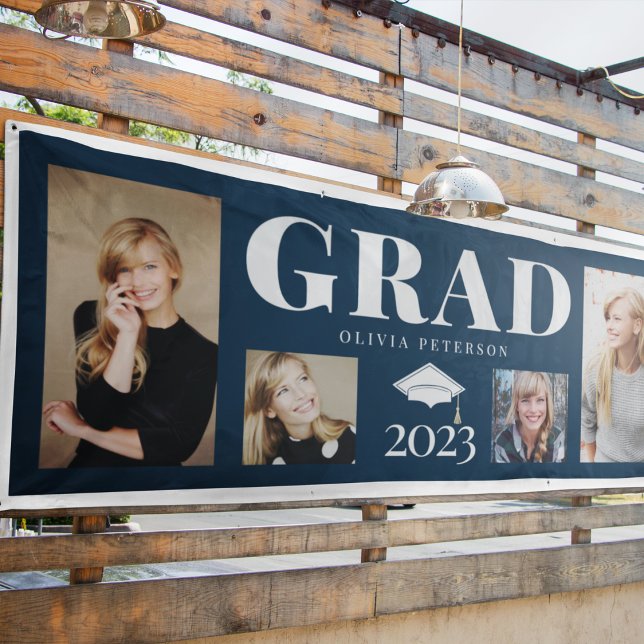 Navy Photo Collage Graduate Class of 2023 Banner (Creator Uploaded)