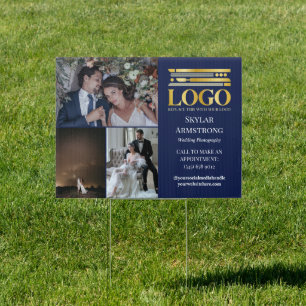 Navy Photo Collage Logo Professional Photographer Sign