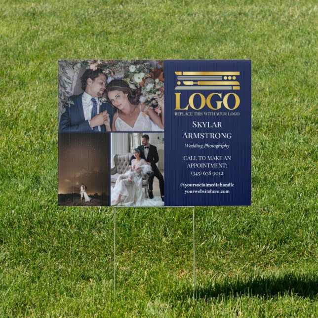 Navy Photo Collage Logo Professional Photographer Sign (Insitu)