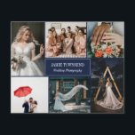 Navy Photo Collage Professional Photographer Flyer<br><div class="desc">Navy blue double sided flyer for a professional photographer, where you can showcase your work in a photo collage with room for six of your photos. Add your name and specialty or title or service on the cover. The back features faux gold confetti, a profile photo of yourself, and your...</div>