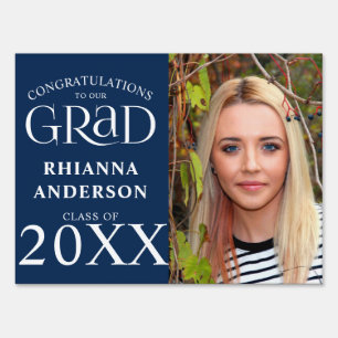Navy Photo Congratulation Grad Sign