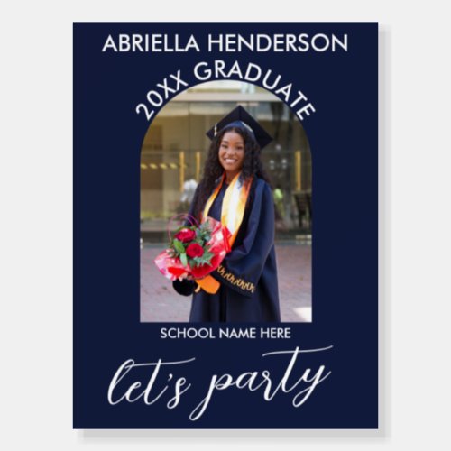 Navy Photo Graduation Party Welcome Sign