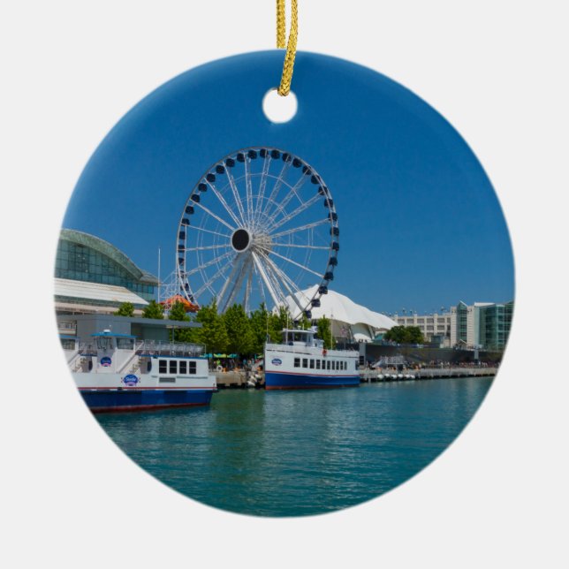 Navy Pier Ceramic Ornament (Front)