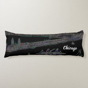 Navy Pier Chicago 1920's NEON Art Windy City Body Pillow