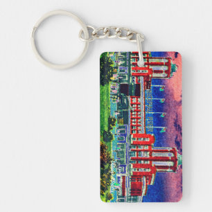 Navy Pier Chicago 1920's Watercolor Art Windy City Keychain