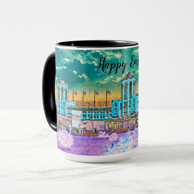Navy Pier Chicago 1920's Watercolor Easter Colors Mug (Front Left)