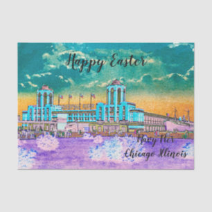 Navy Pier Chicago 1920's Watercolor Easter Colors Tissue Paper