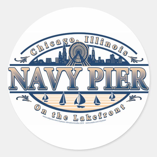 Navy Pier Chicago Classic Round Sticker (Front)
