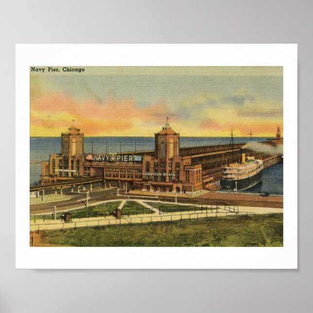 Navy Pier, Chicago, Illinois Vintage Poster (Front)