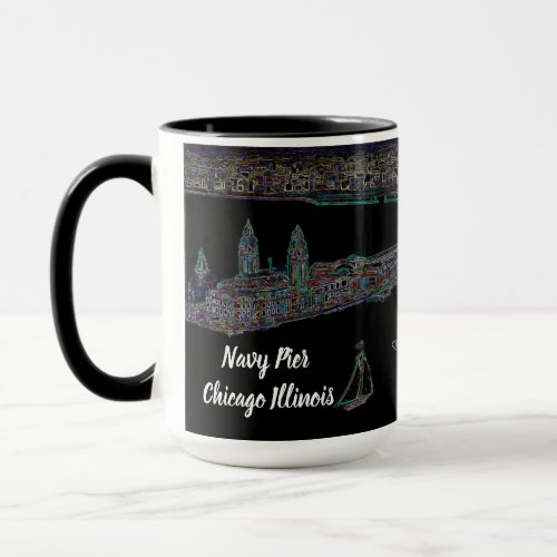 NAVY PIER CHICAGO LAKE VIEW 1920S NEON YOUR COLOR MUG