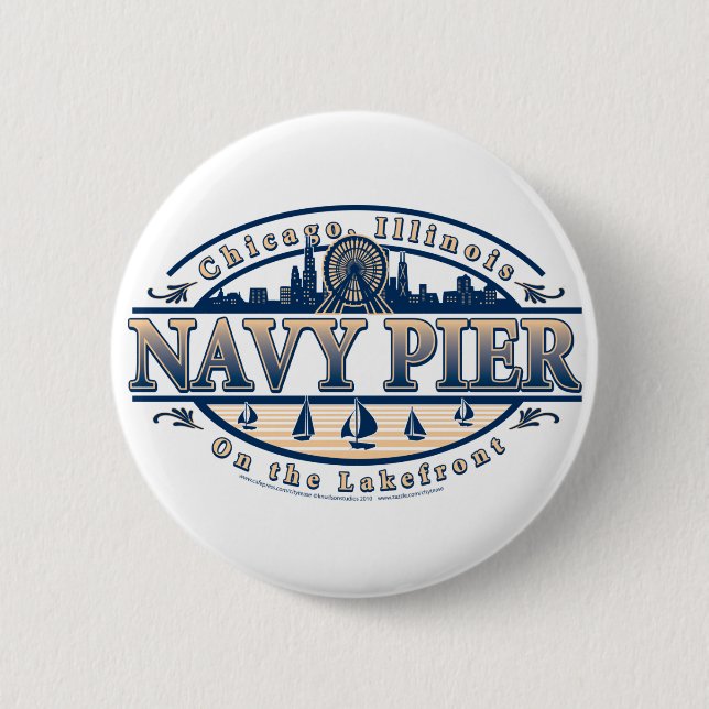 Navy Pier Chicago Pinback Button (Front)