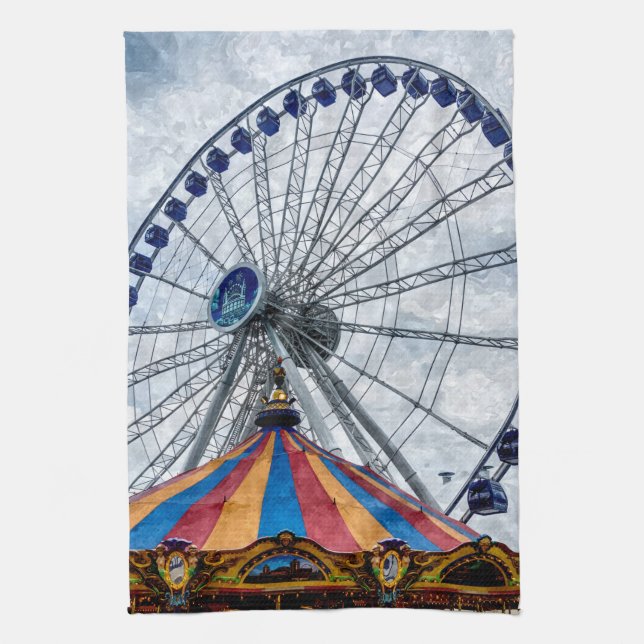 Navy Pier Ferris Wheel Kitchen Towel (Vertical)