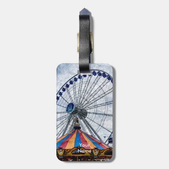 Navy Pier Ferris Wheel Luggage Tag (Back Vertical)