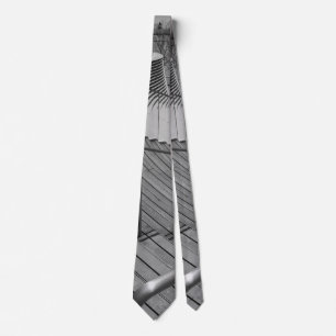 Navy Pier Stairs Grayscale Neck Ti Tie