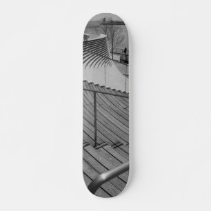 Navy Pier Stairs Grayscale Skateboard