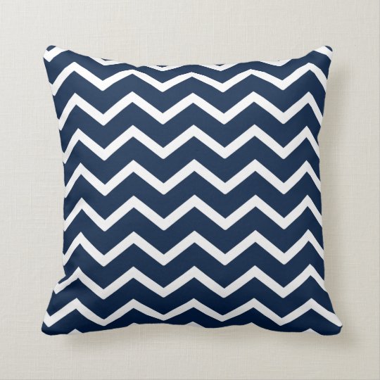 Navy Pillow in Classic Chevron