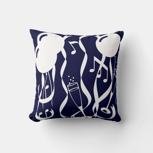 navy pillow solid back white  part y  celebration (Front)