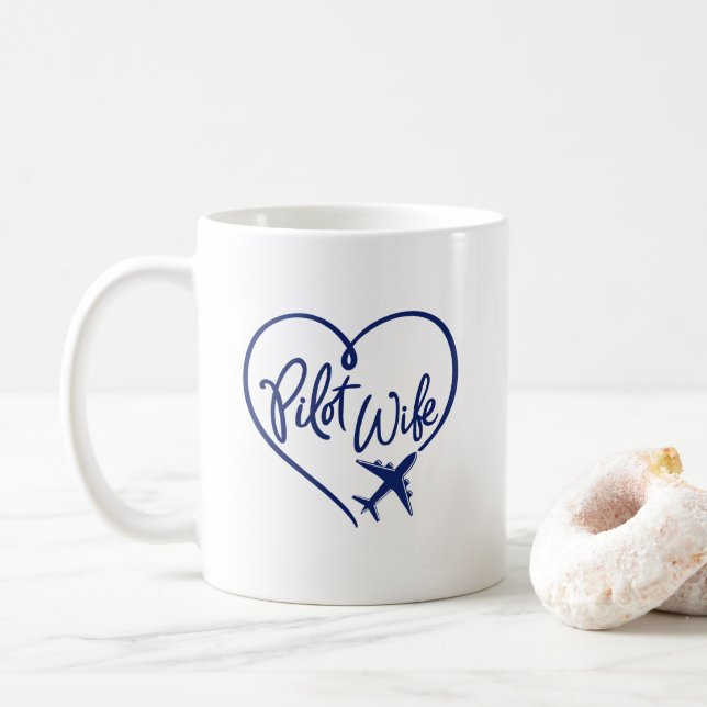 Navy Pilot Wife Looped Heart Plane Coffee Mug (With Donut)