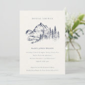 Navy Pine Mountain Sketch Bridal Shower Invite (Standing Front)