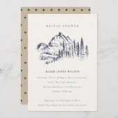 Navy Pine Mountain Sketch Bridal Shower Invite (Front/Back)