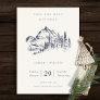 Navy Pine Mountain Sketch Save The Date Card