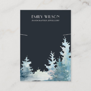 NAVY PINE TREE FOREST NECLACE  BRACELET DISPLAY BUSINESS CARD