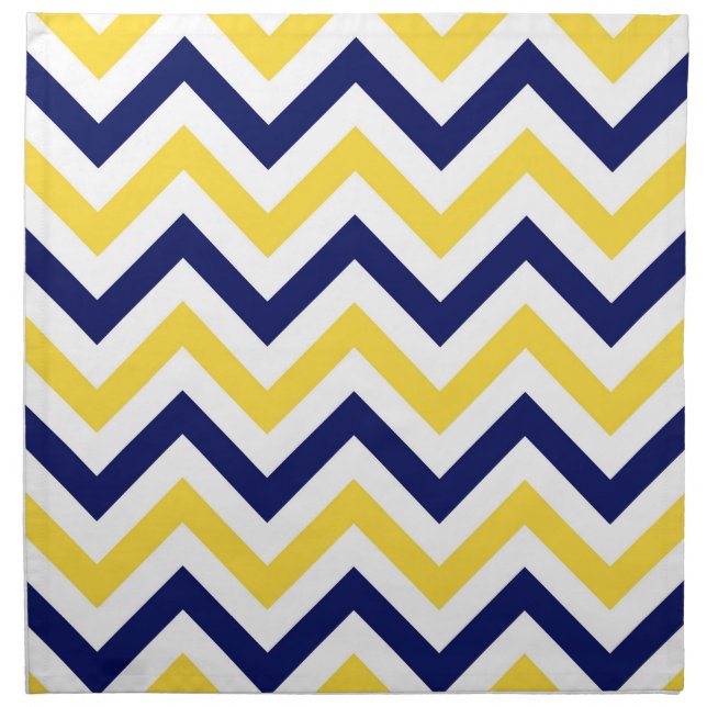 Navy, Pineapple, Wht Large Chevron ZigZag Pattern Cloth Napkin (Front)