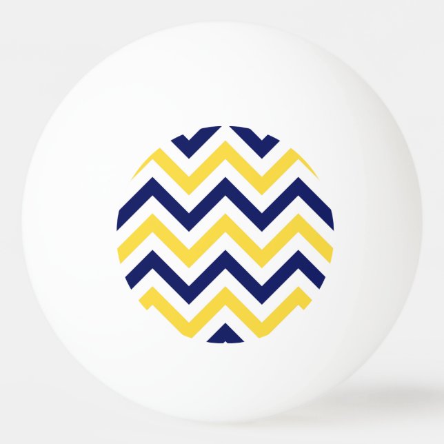 Navy, Pineapple, Wht Large Chevron ZigZag Pattern Ping-Pong Ball (Front)