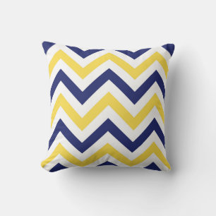 Navy, Pineapple, Wht Large Chevron ZigZag Pattern Throw Pillow