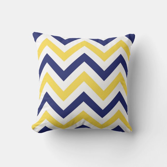 Navy, Pineapple, Wht Large Chevron ZigZag Pattern Throw Pillow (Front)