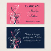 Navy, Pink, and White Floral Favor Tag (Front & Back)