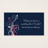 Navy, Pink, and White Floral Favor Tag (Back)