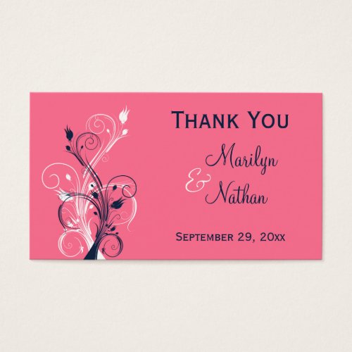 Navy Pink and White Floral Favor Tag