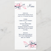 Navy, Pink, and White Floral Menu Card (Back)